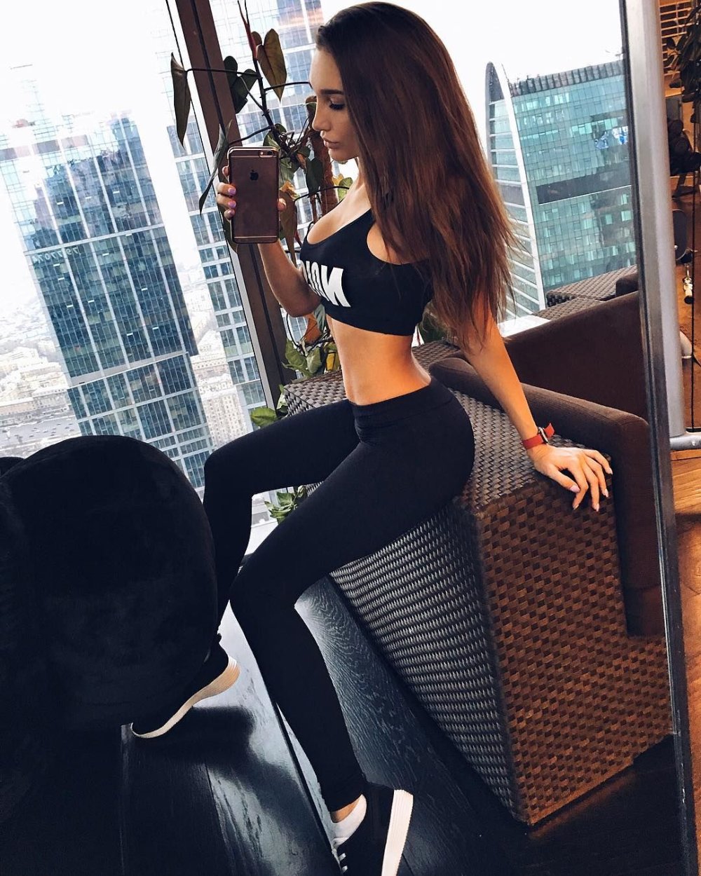 Girls in leggings selfie