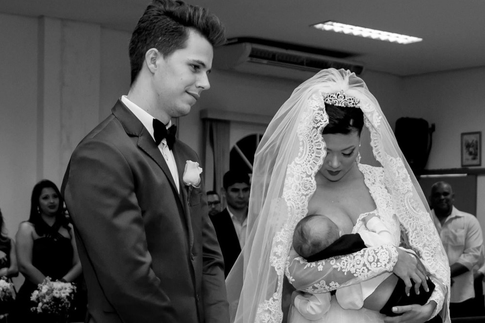 Funny wedding dress breast