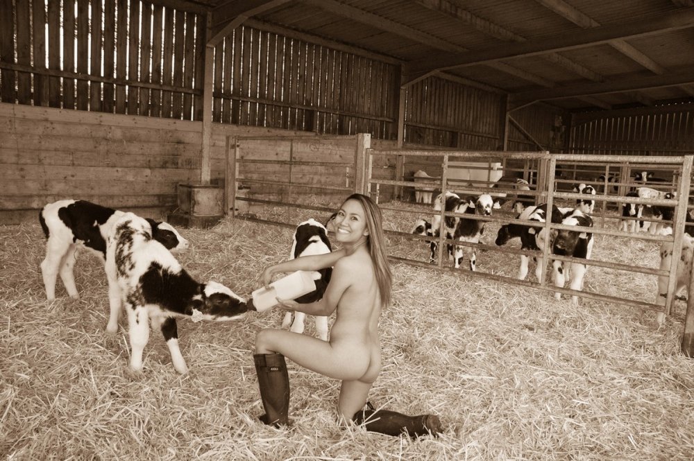 Naked beauties on hayloft