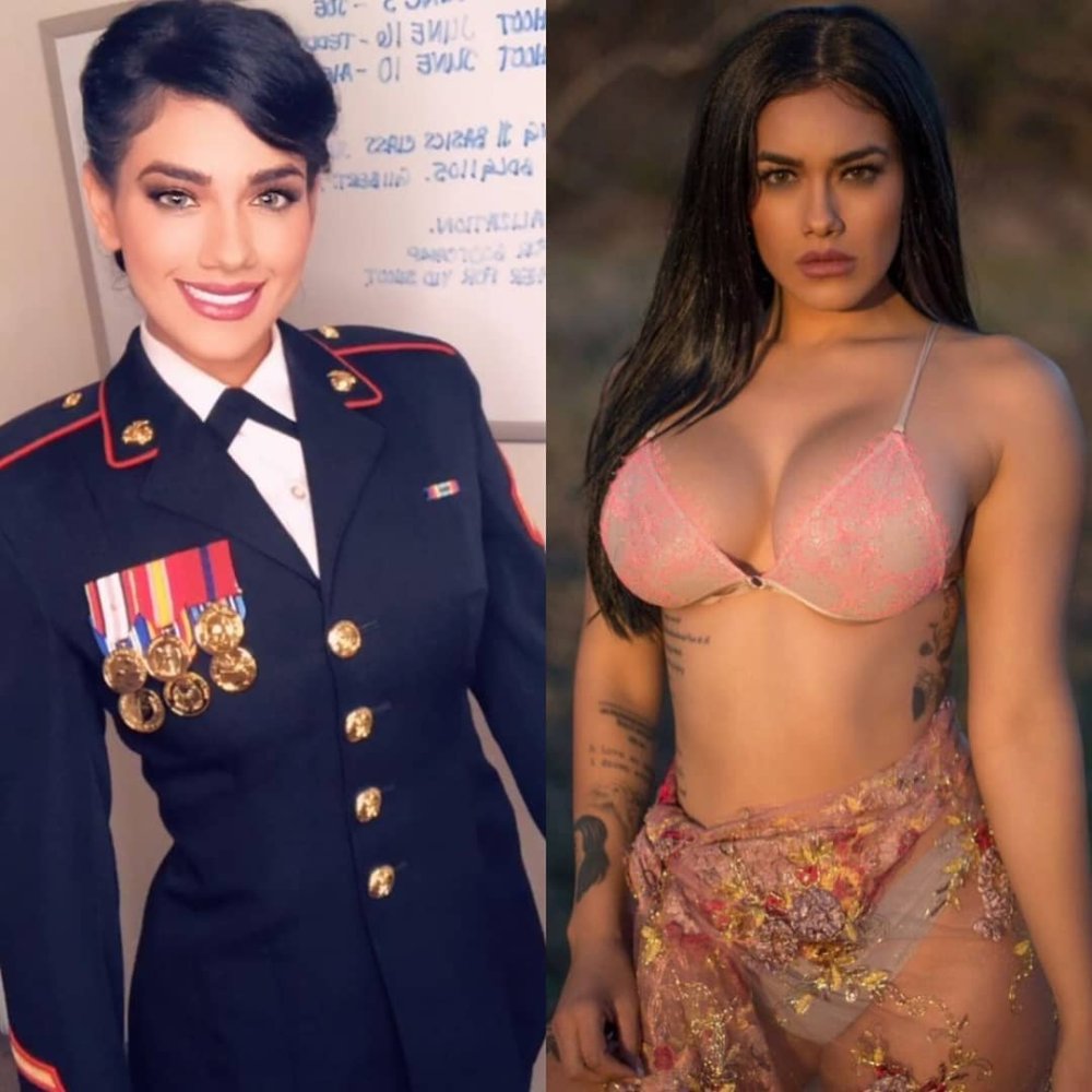 Girls in uniform and without