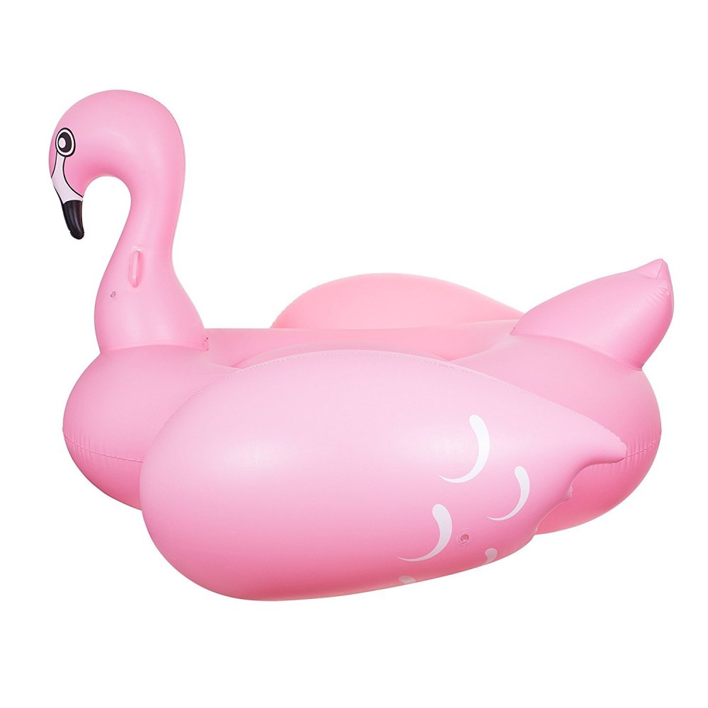 Man on pink flamingos