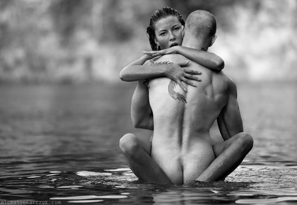 Man and woman in the style of nude