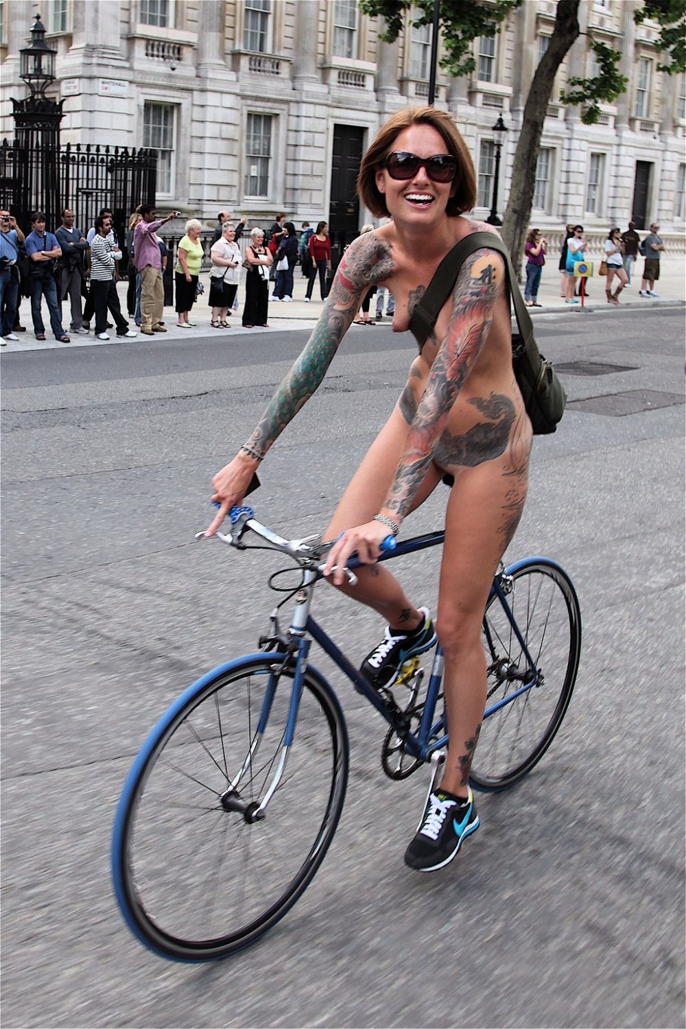 Celebrities on a bike racket naked