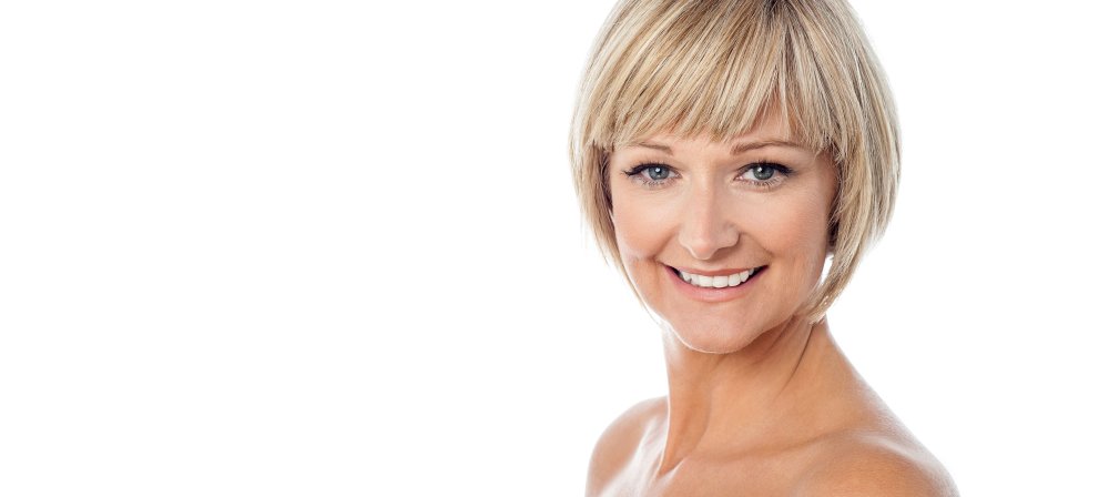 Beautiful women aged 55 years in a swimsuit
