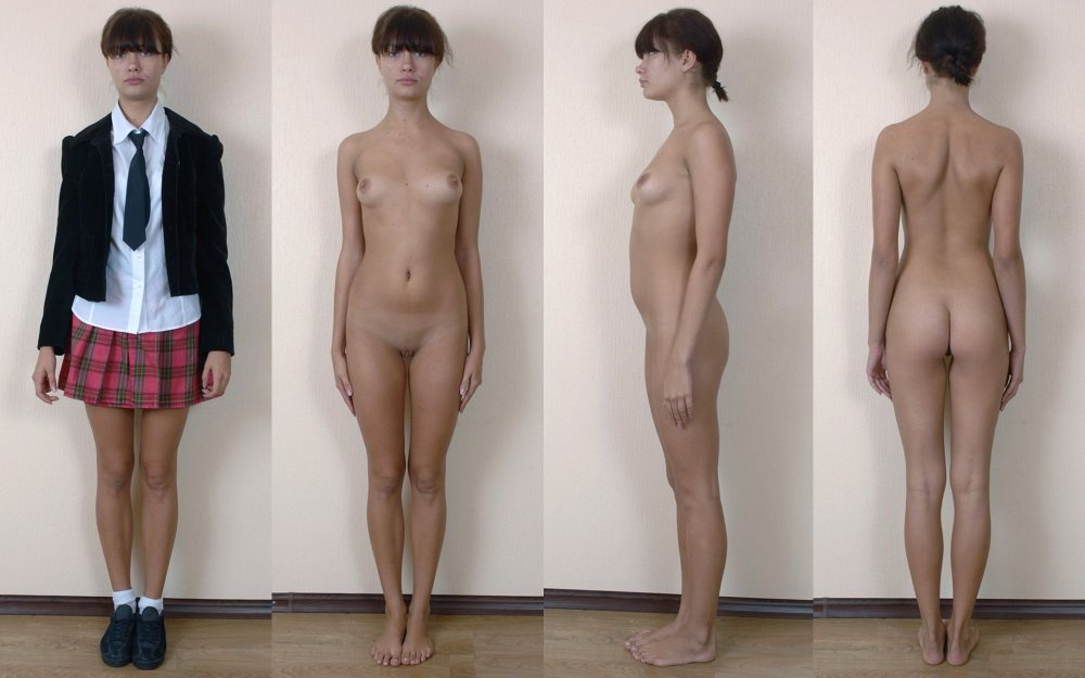 Girls in clothes and without clothes