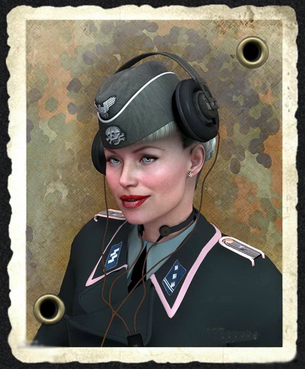 Girls in the military uniform of the Wehrmacht