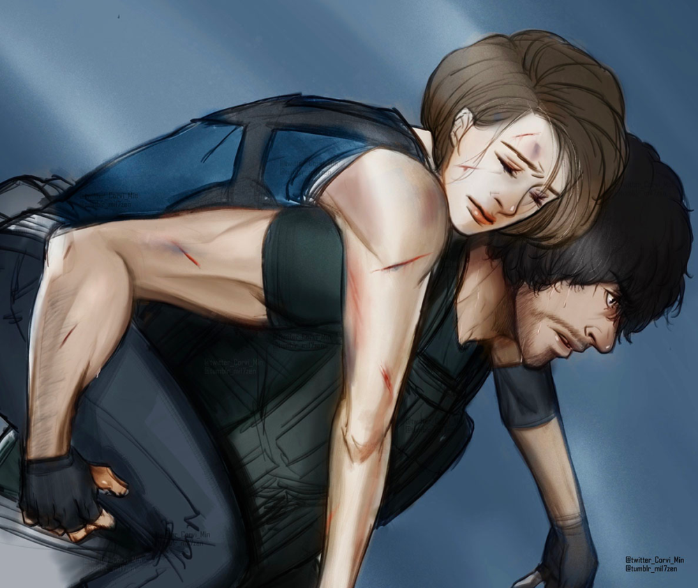 Jill Valentine and Carlos Art