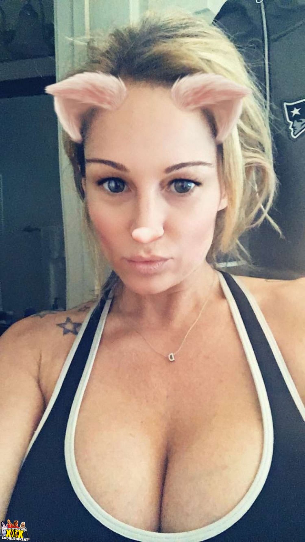 Beautiful chest blonde selfie
