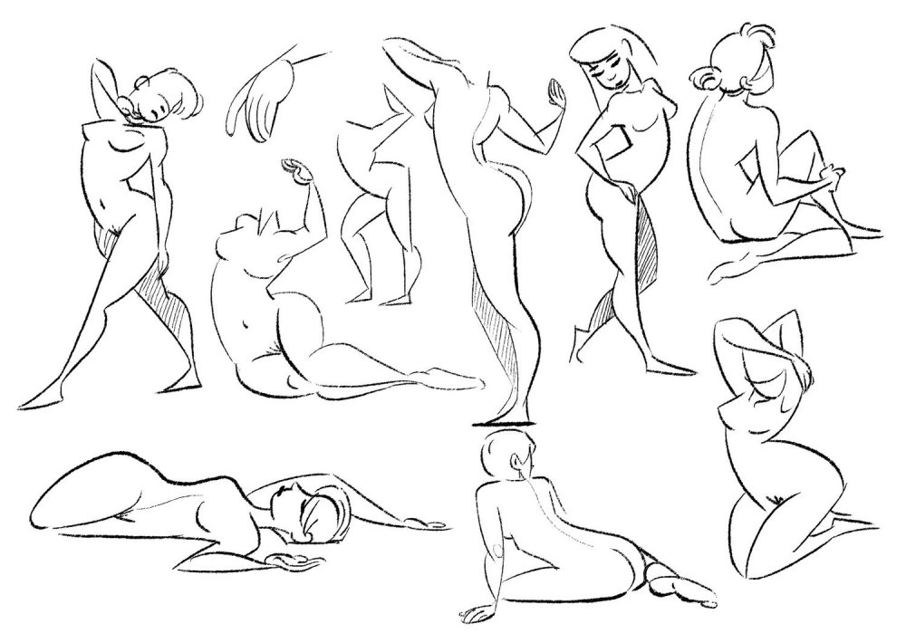 Naked women in different poses