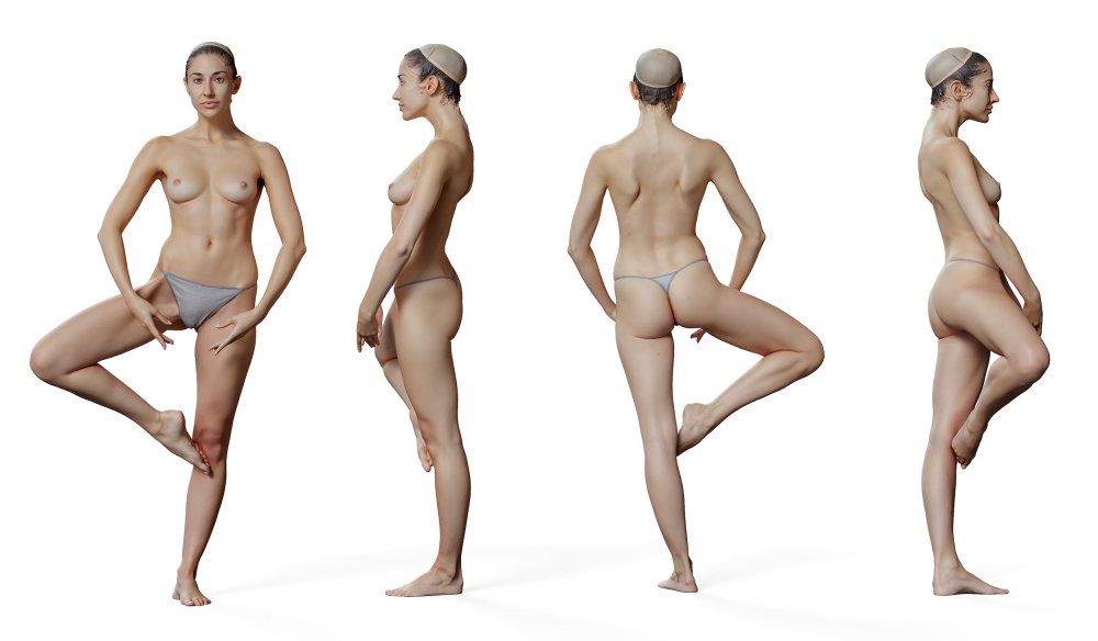 Naked female body pose