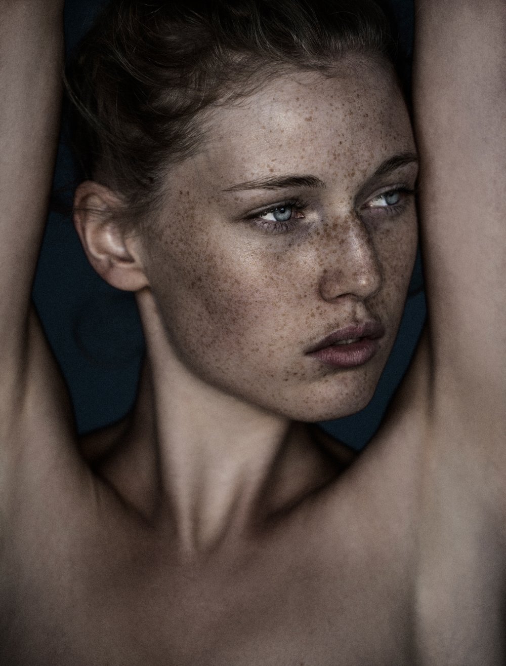 Beautiful girl freckles topless