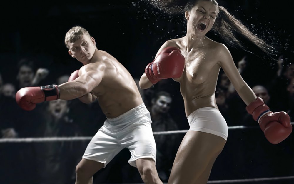 Girl fighter in the ring