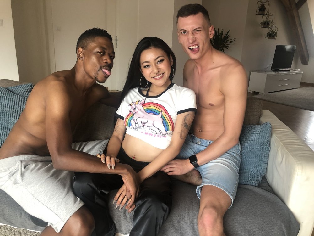 Rae Lil Black - Two Big Dicks DP Tiny Asian Babe