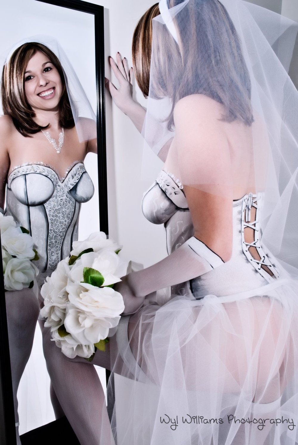 The bride has a dress