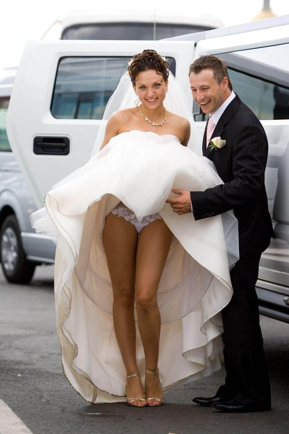 The bride has a dress
