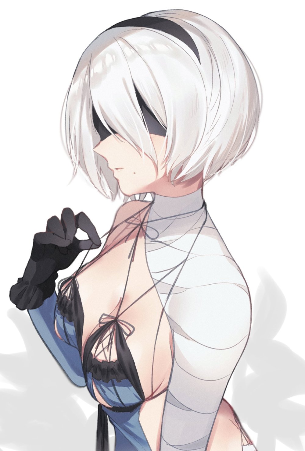 Kayne (nier) naked in a swimsuit