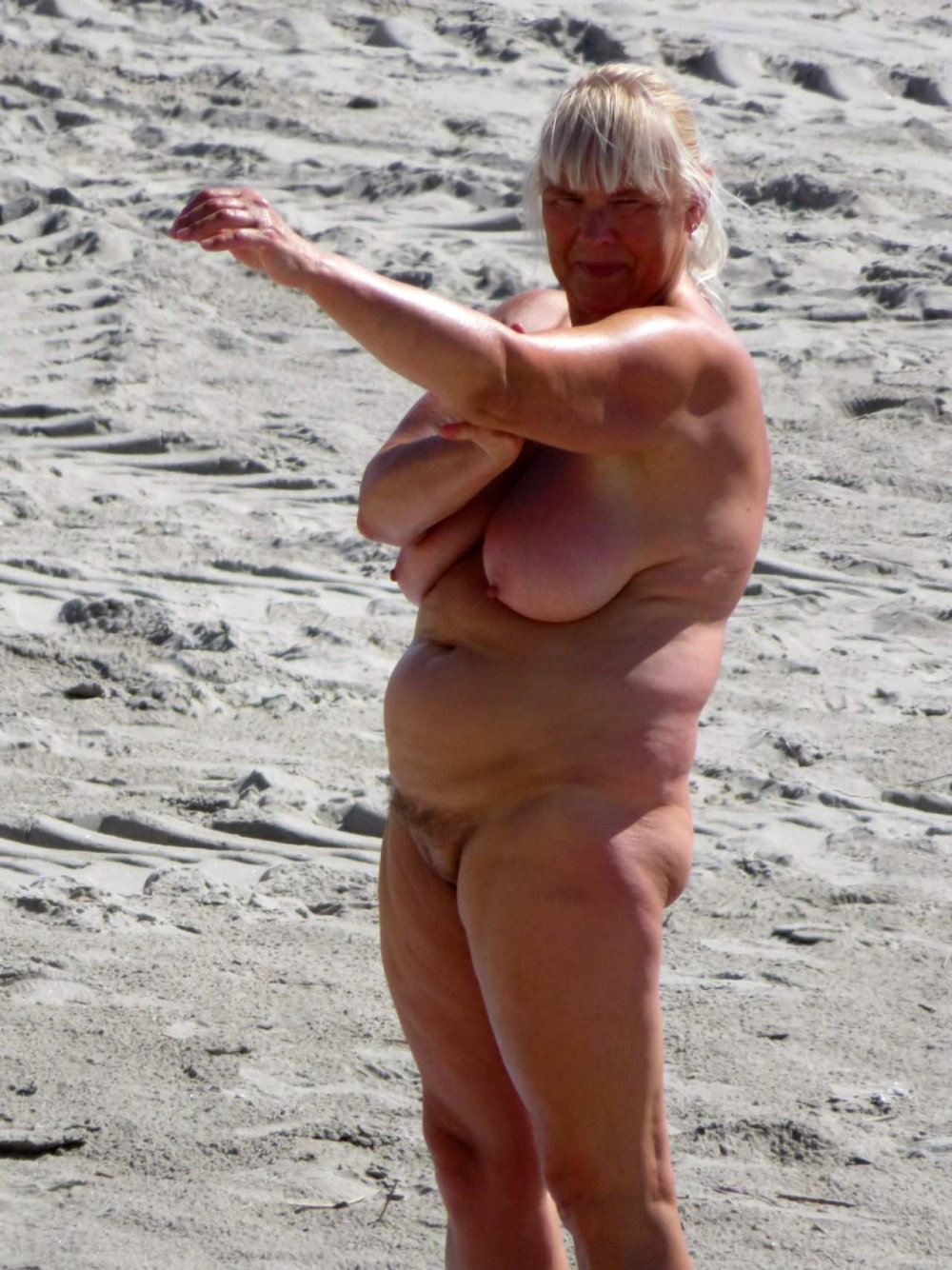 Naked elderly ladies on the beach
