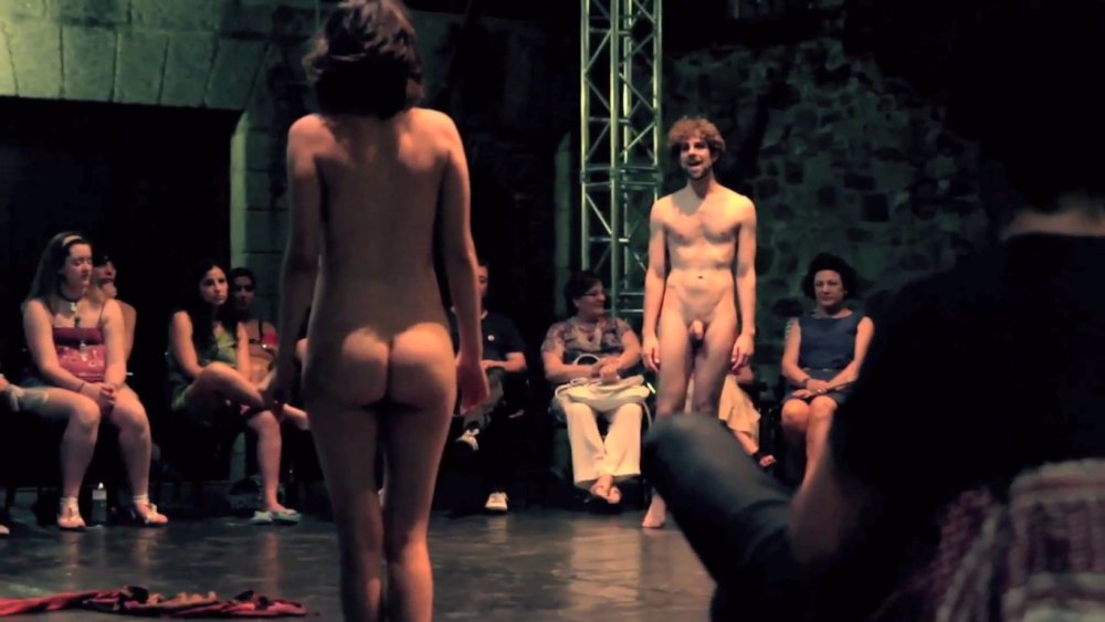 A group of naked musicians
