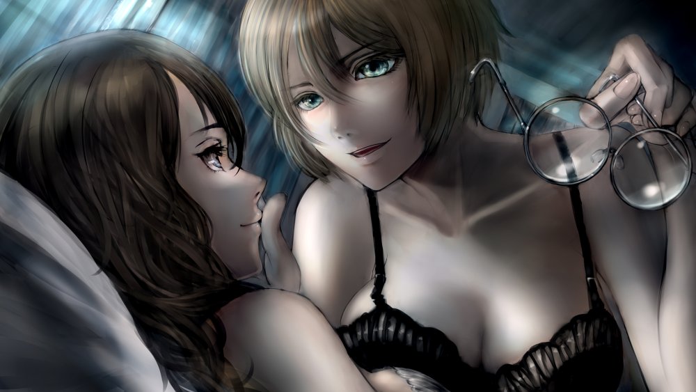 Anime blonde and brunette