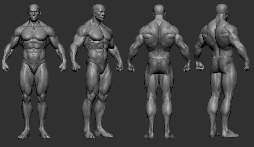 Man at 3/4 of the full -length reference