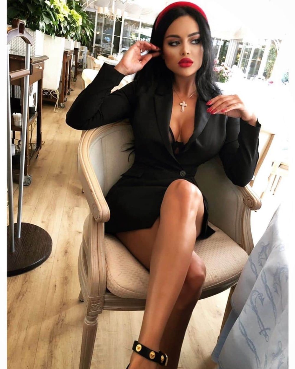 Kuzmina Nita in a red dress