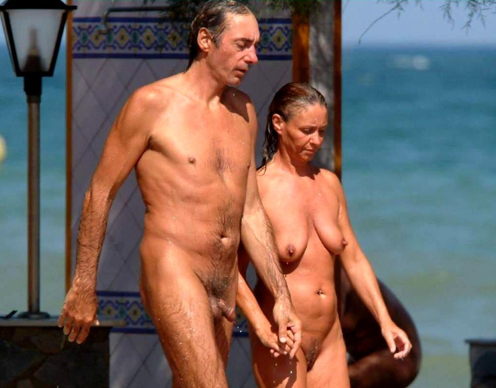 Naked women on the beach retro