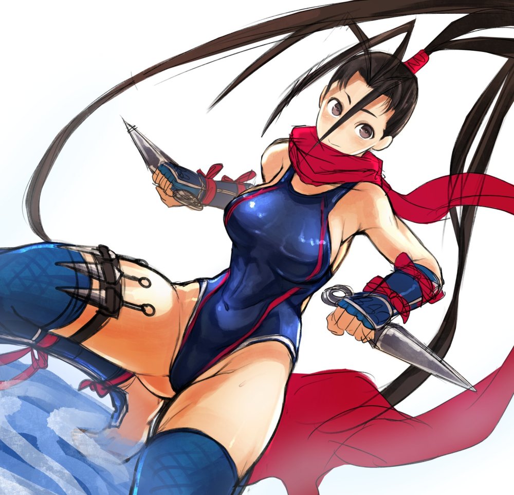 Anime girl ninja with big breasts