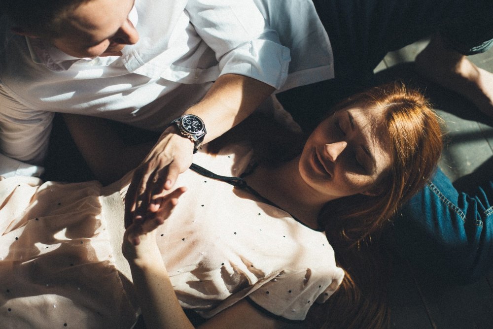 Photo shoot with milk and male hand