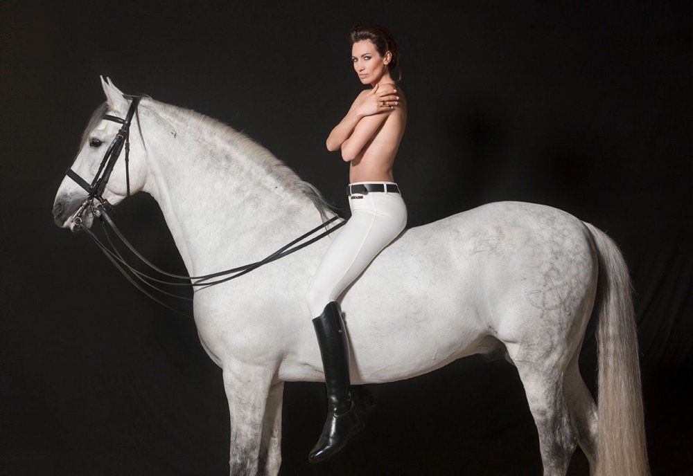 Brunette on a horse