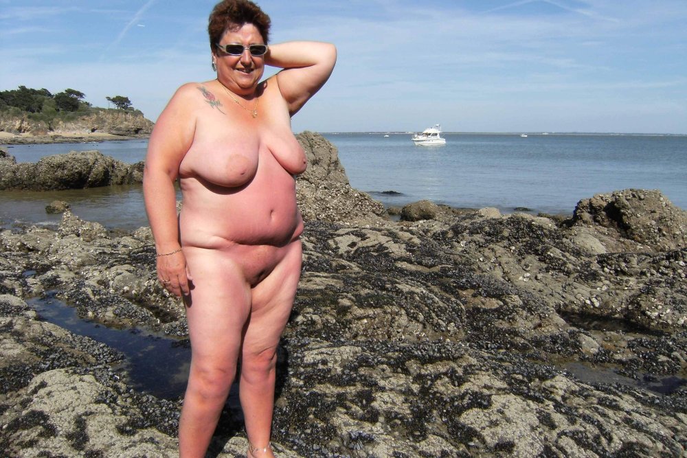 Naked elderly women on the beach