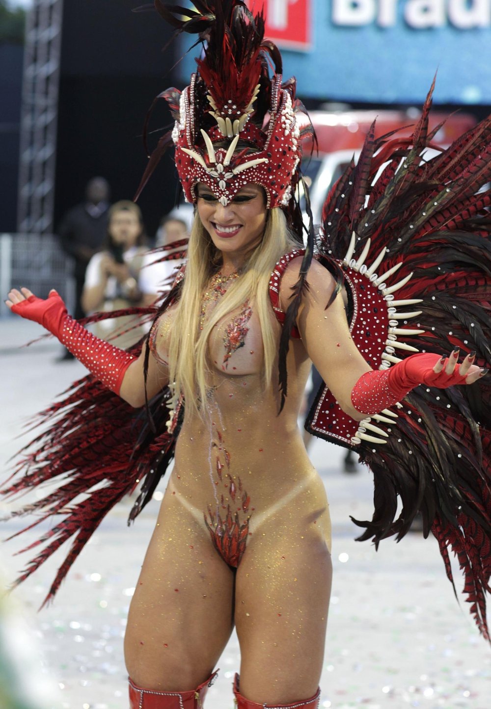 Absolutely naked on the carnival
