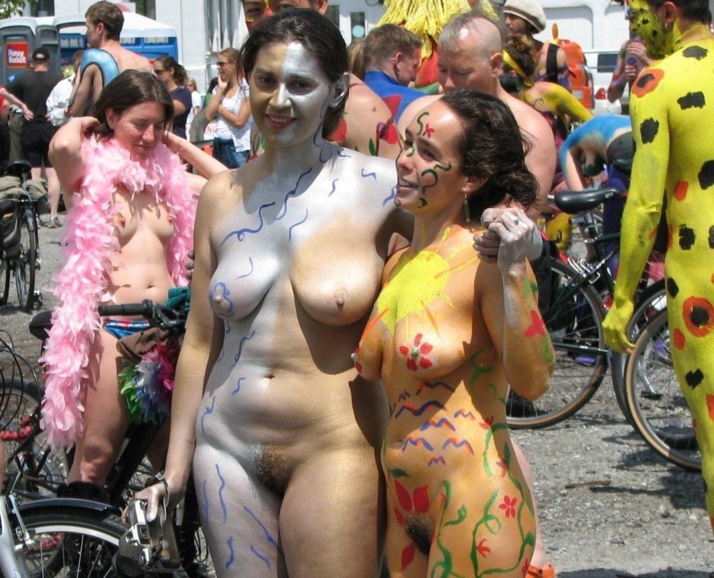 Parade of naked beautiful women