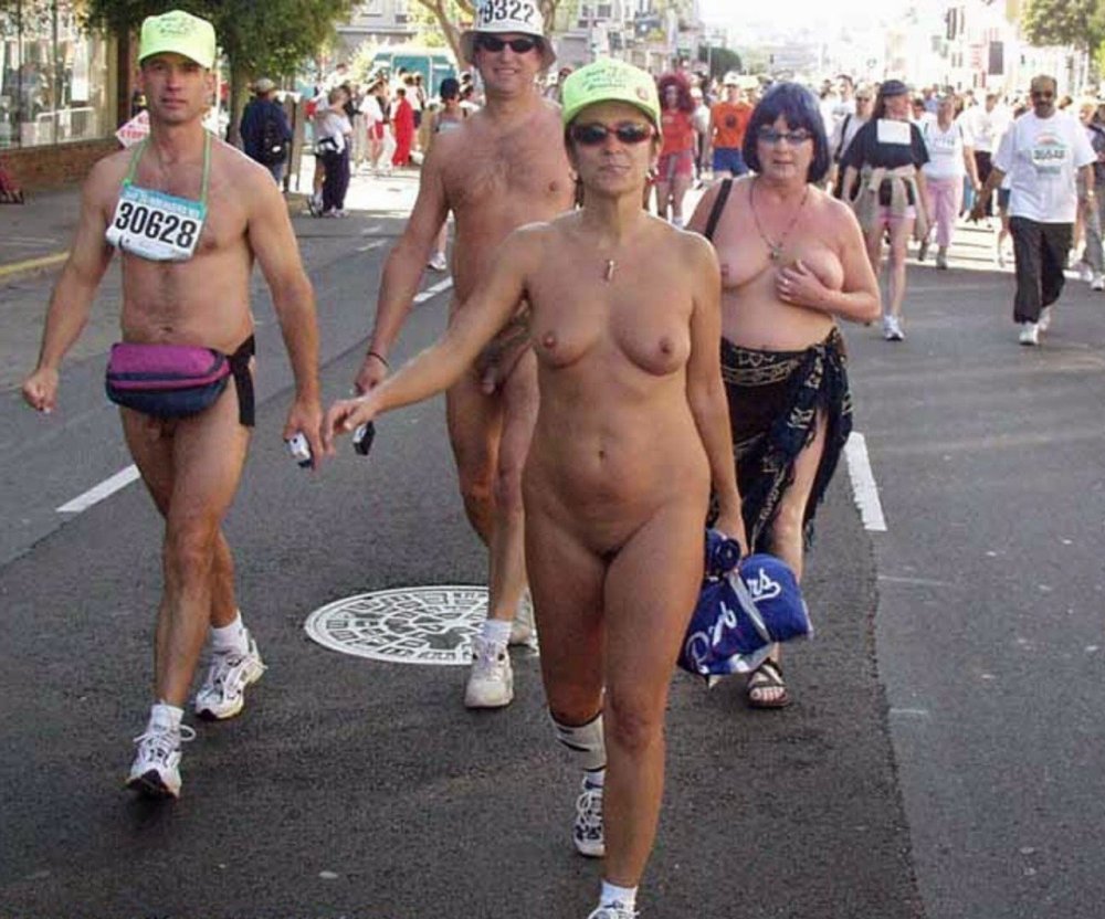 Women's parade with bare breasts