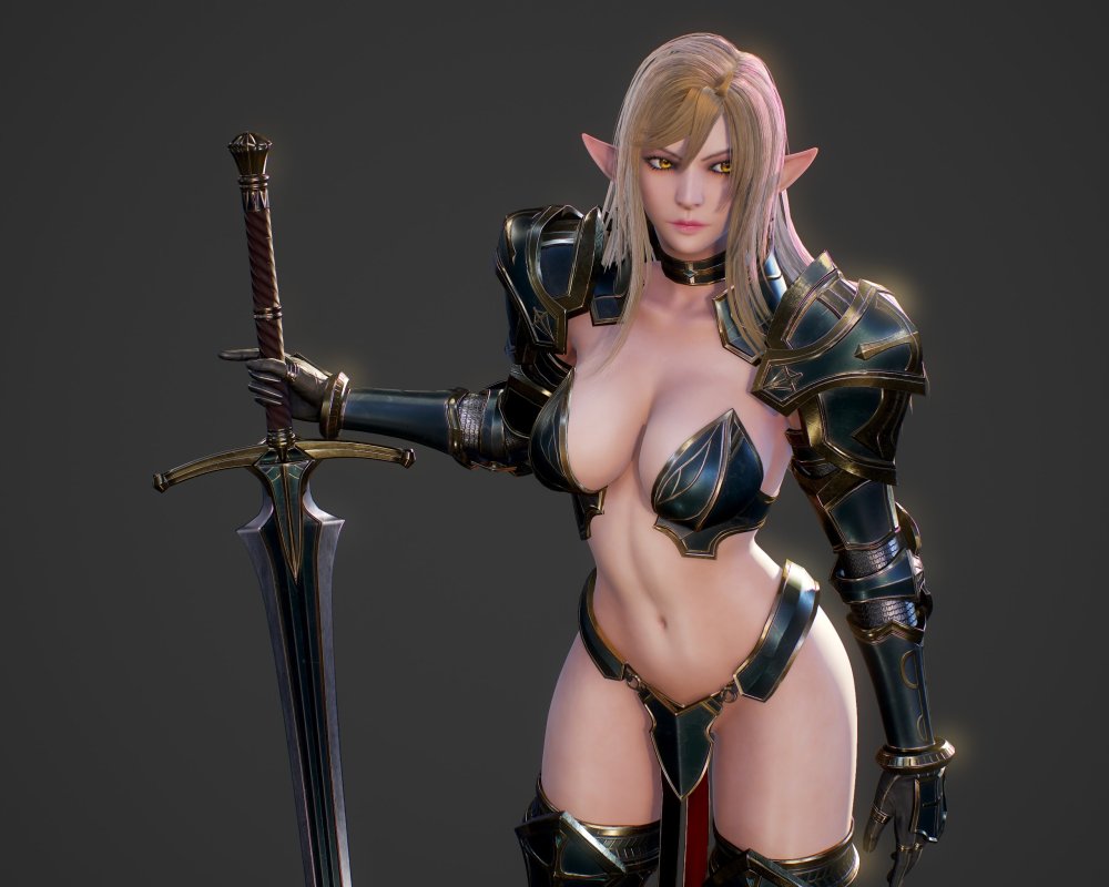 Naked Eva Elf without underwear