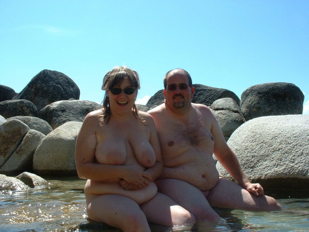 Naked fat woman in public