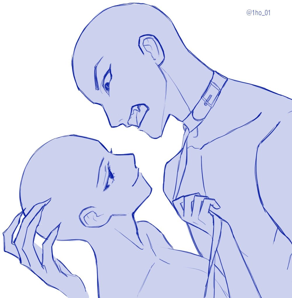 Pose for drawing a pair of kisses