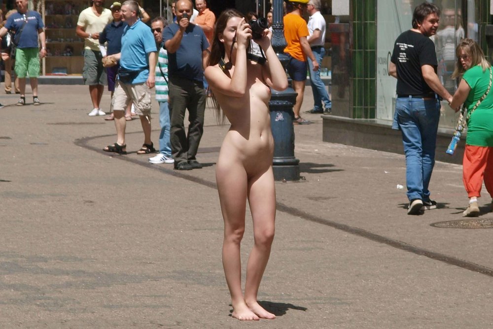 Naked breasts in public transport