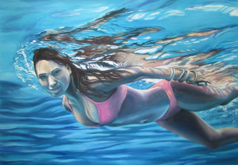 Girl at the water painting