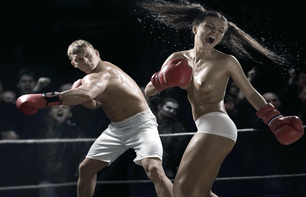 Girl fighter in the ring
