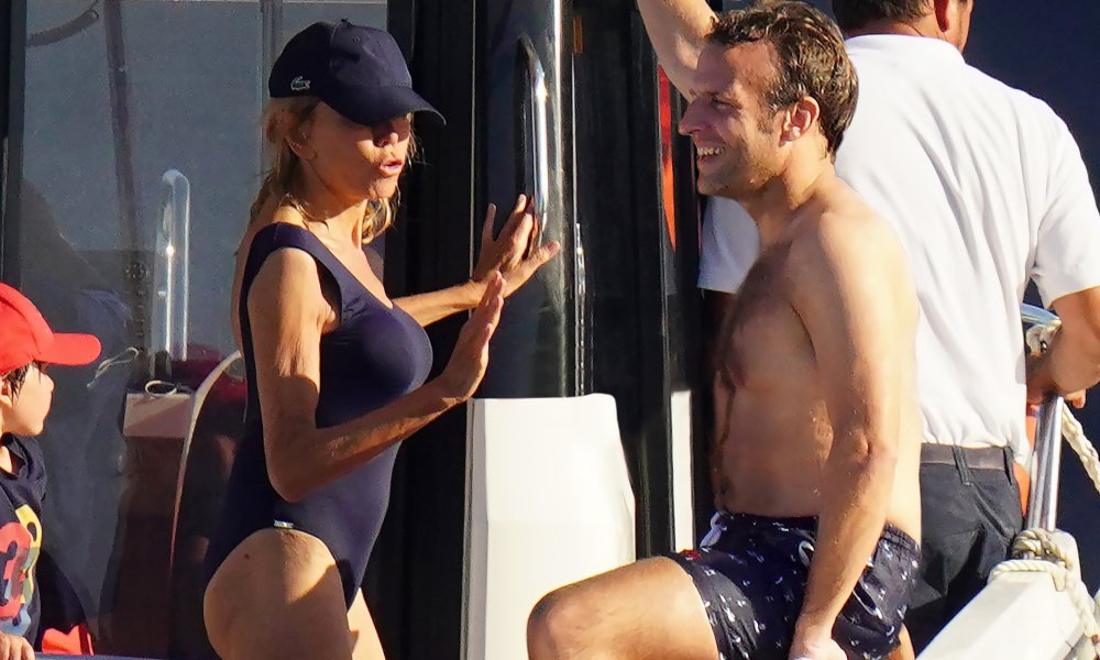 Madame Macron on a bicycle