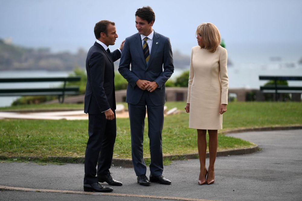 Brigitte Macron in a protective mask