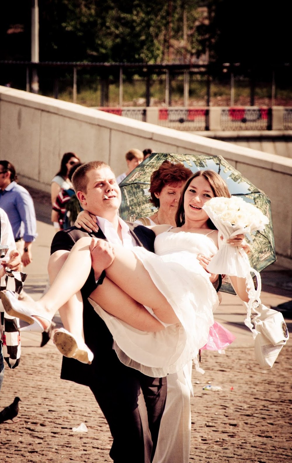 The bride has a dress