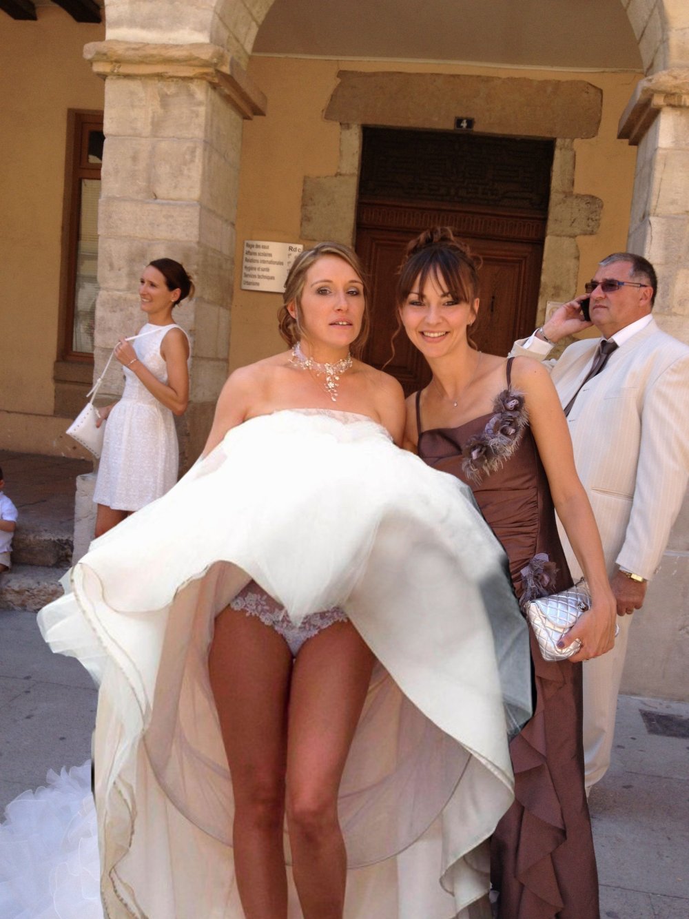 Striptease in a wedding dress