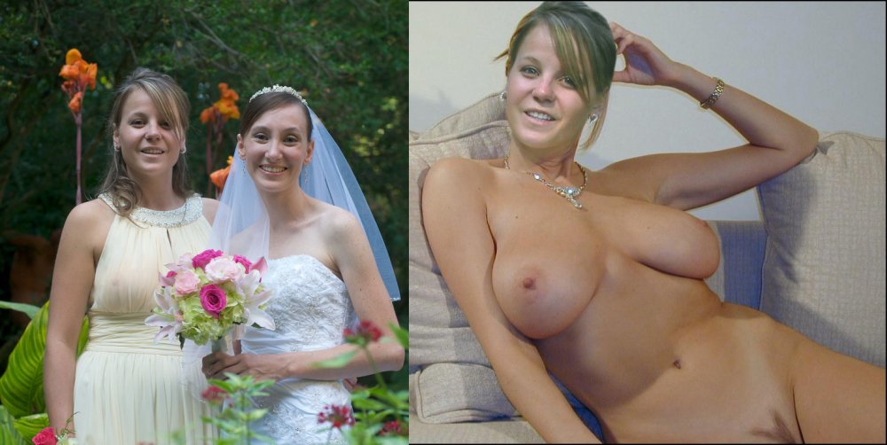 The newlyweds dressed striped