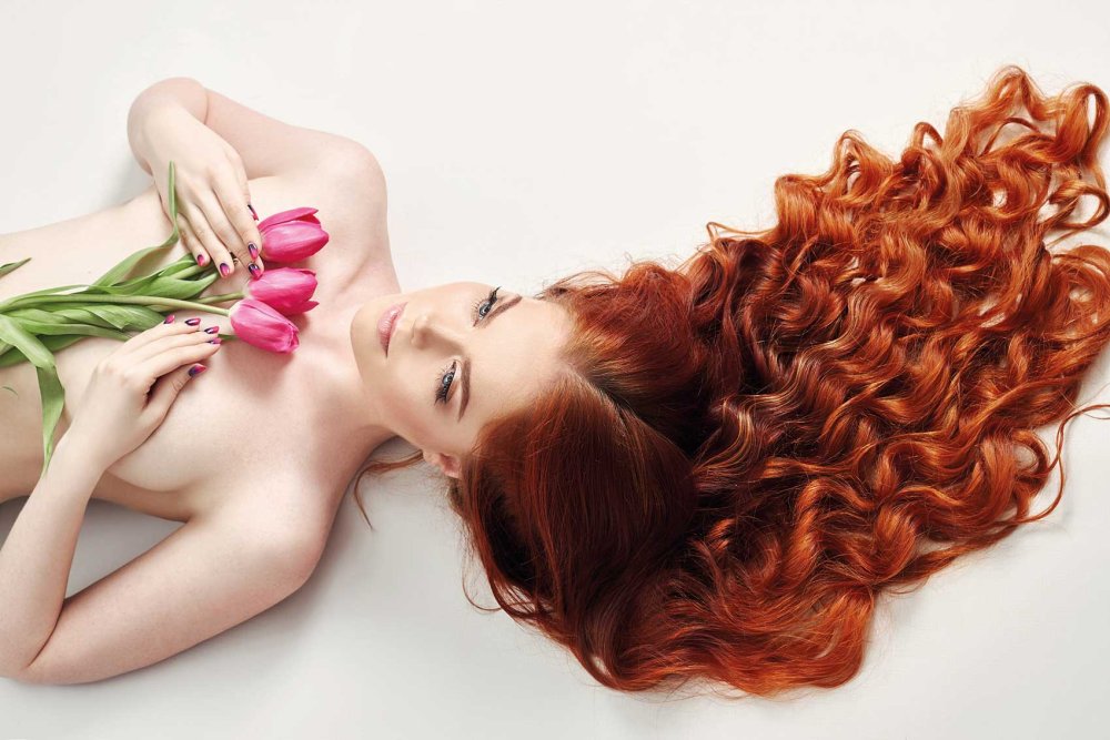 Naked red with long hair