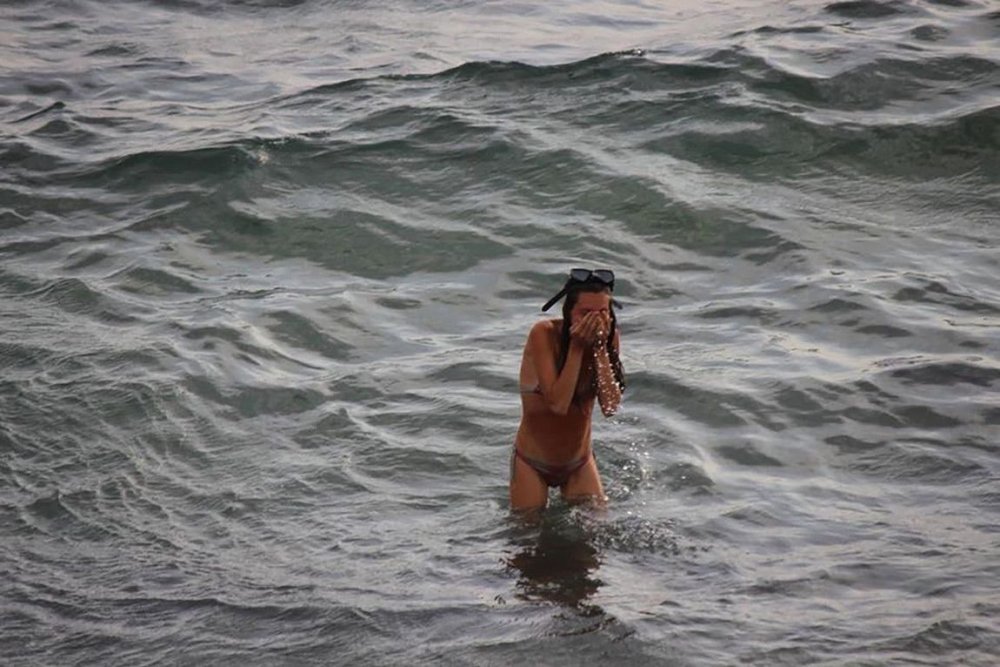 Woman swimming in the sea