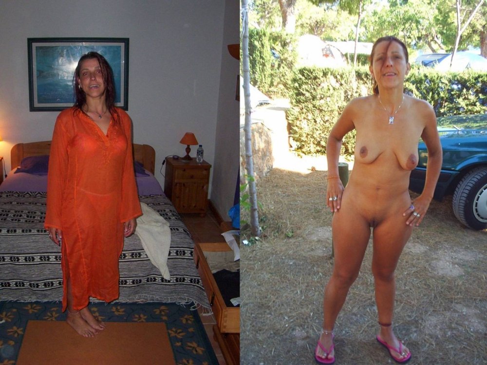 Ordinary women in clothes and naked