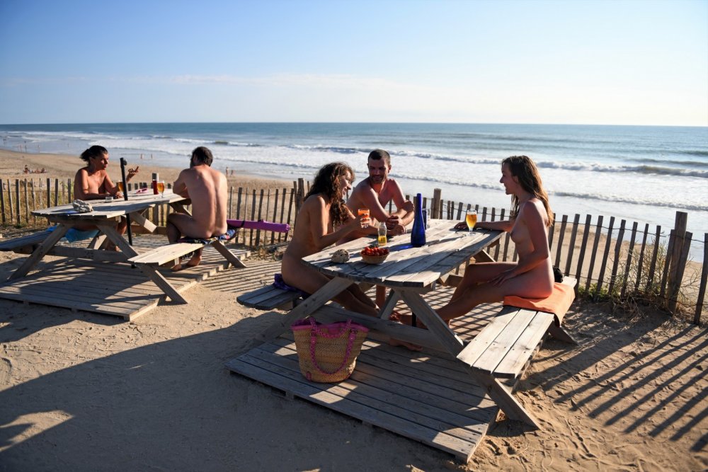 Naked elderly couples on the beach