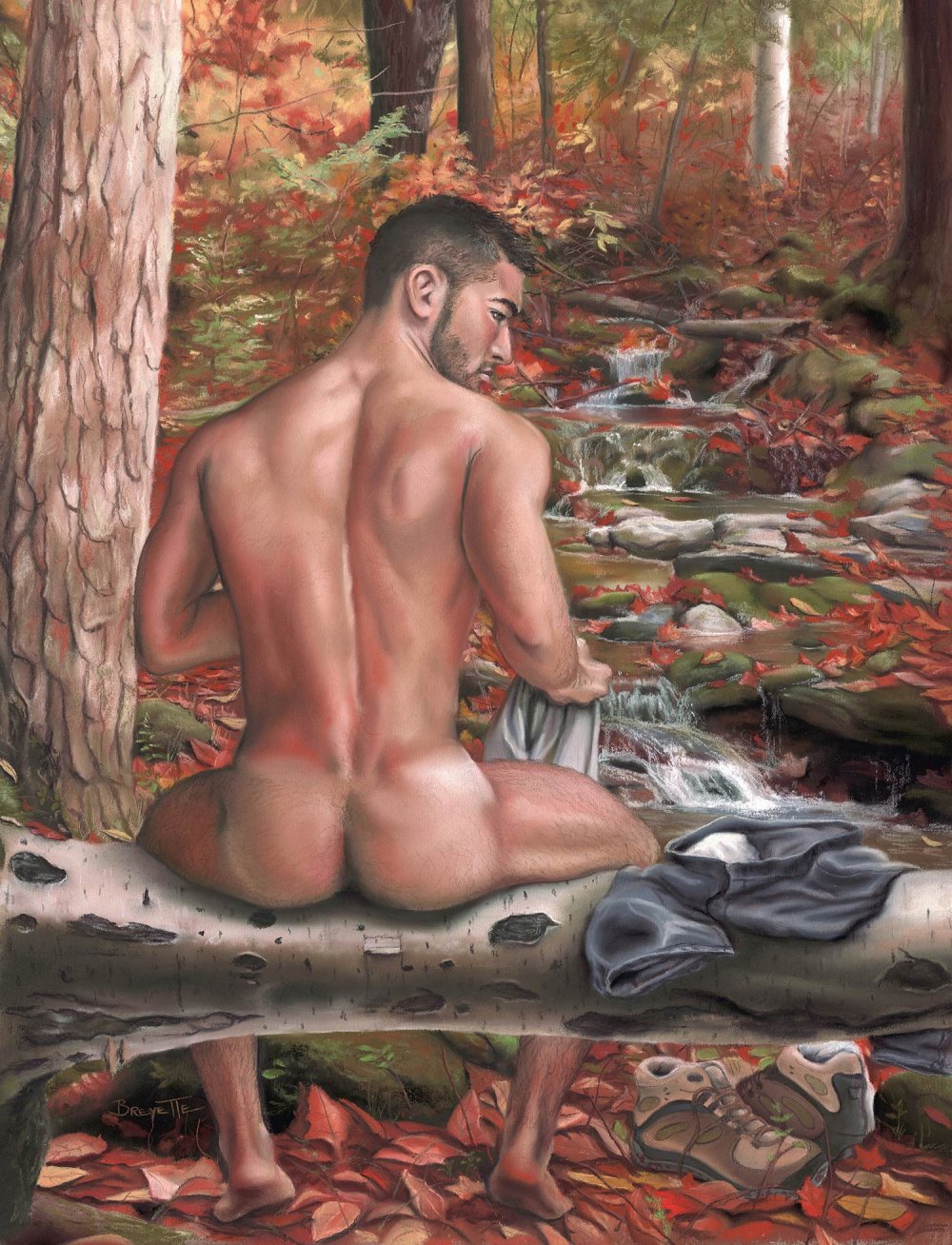 Beautiful naked guy jungle