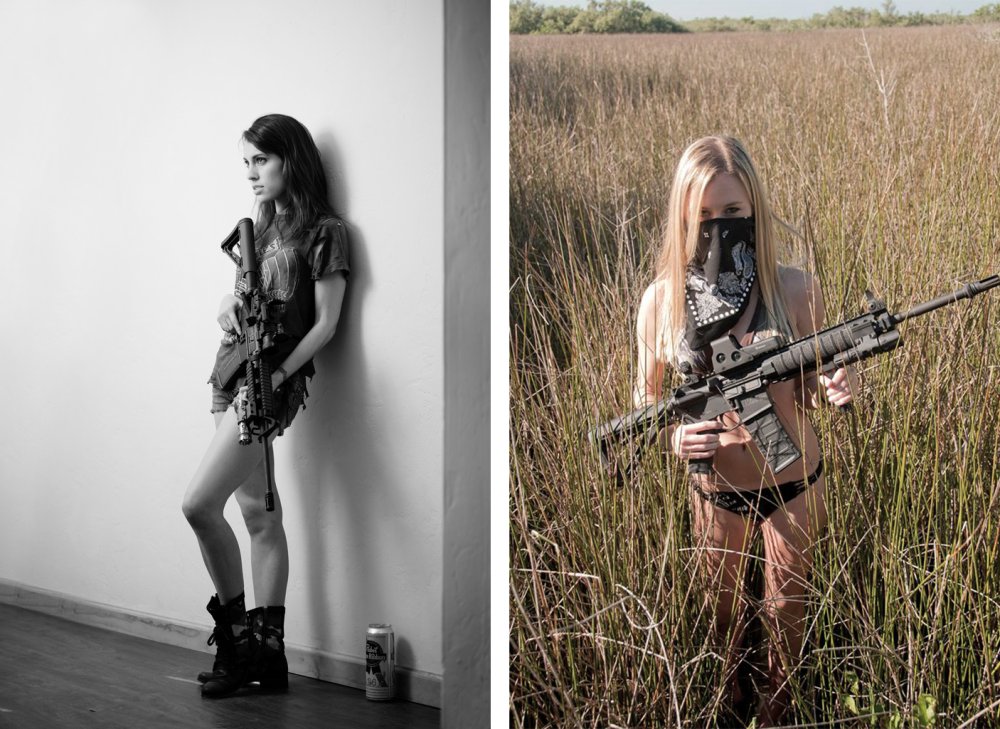 Girl with a huge automatic